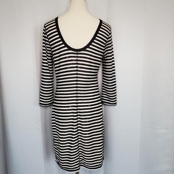 Express Sequin Black & White Stripe Dress - Picture 8 of 10